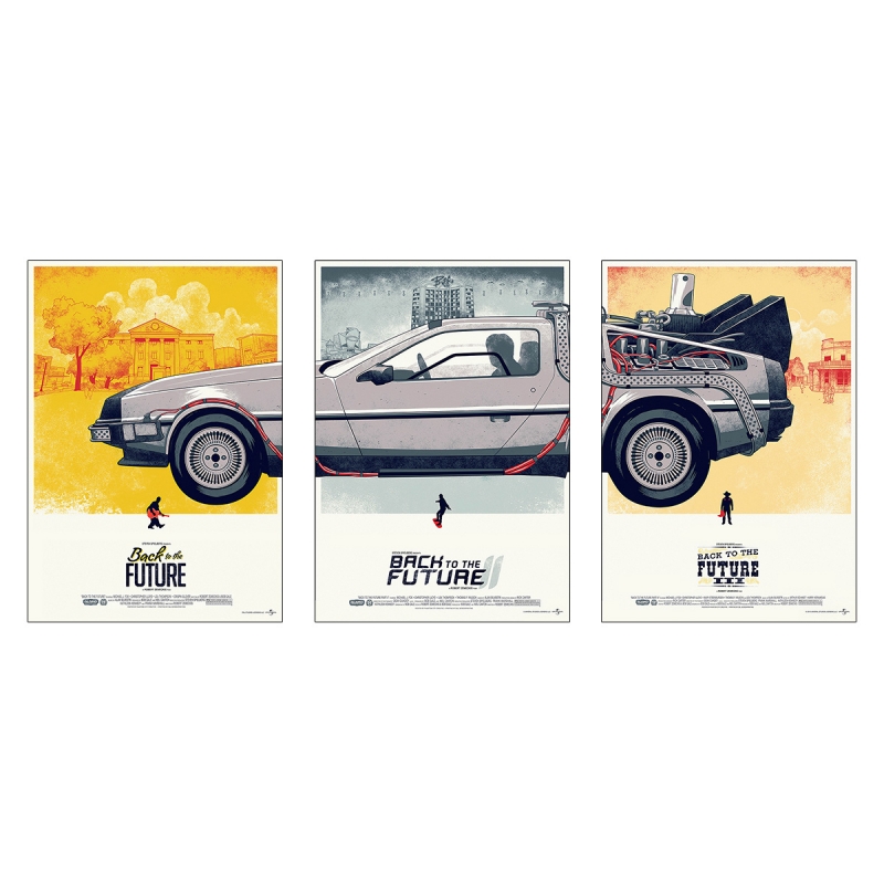Zurück in die Zukunft Trilogie Filmposter DeLorean - 3-teilig