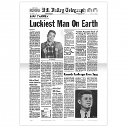 Title page Hill Valley Telegraph Luckiest Man on Earth