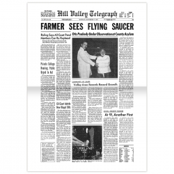 Titelseite Hill Valley Telegraph Farmer sees Flying Saucer