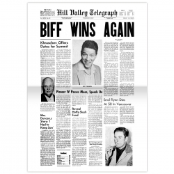 Page de titre Hill Valley Telegraph Biff wins again