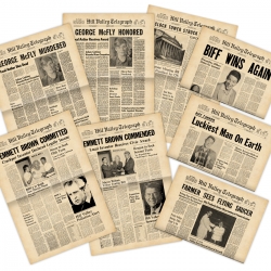 Hill Valley Telegraph Zeitung mit 8 Titelseiten