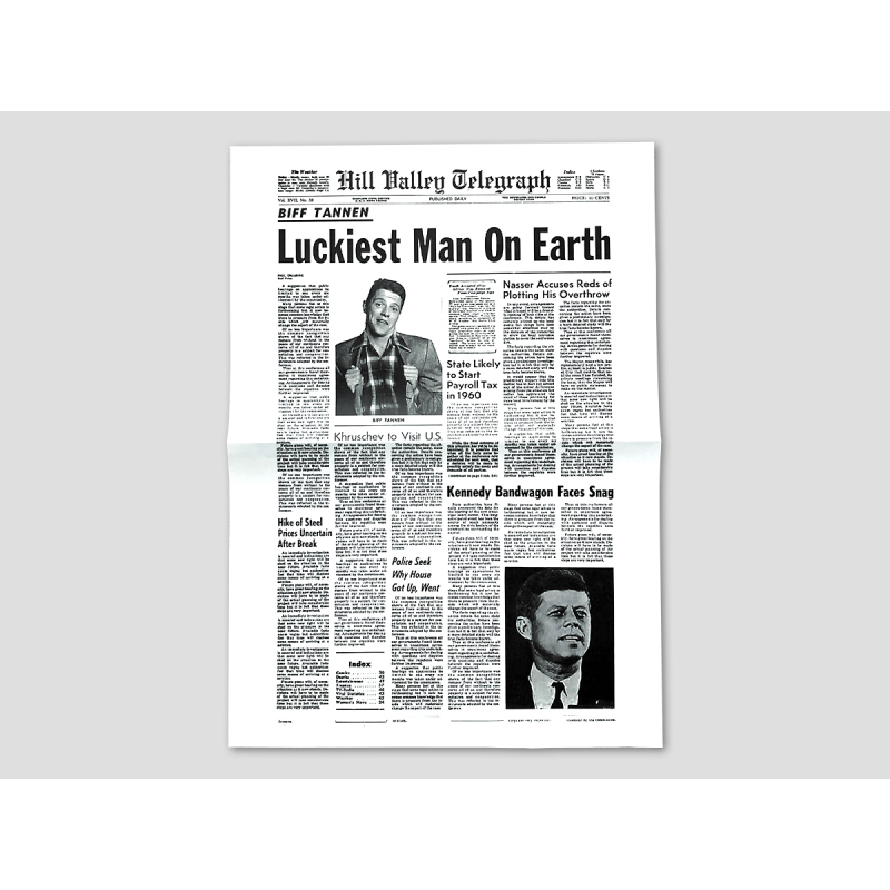Titelseite HILL VALLEY TELEGRAPH "Luckiest Man on Earth" Titelseite HILL VALLEY TELEGRAPH "Luckiest Man on Earth"