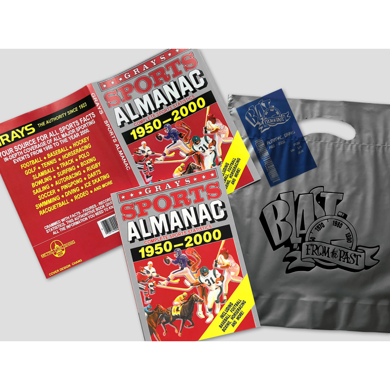 BUNDLE: BTTF Grays Sports Almanac Movie prop set incl. dust cover, receipt and silver bag BUNDLE: BTTF Grays Sports Almanac Movie prop set incl. dust cover, receipt and silver bag