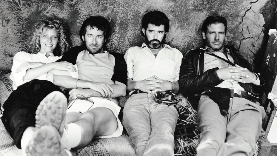 Harrison Ford with Steven Spielberg, George Lucas and Kate Capshaw in a shooting break from the Temple of Doom. Harrison Ford with Steven Spielberg, George Lucas and Kate Capshaw in a shooting break from the Temple of Doom.