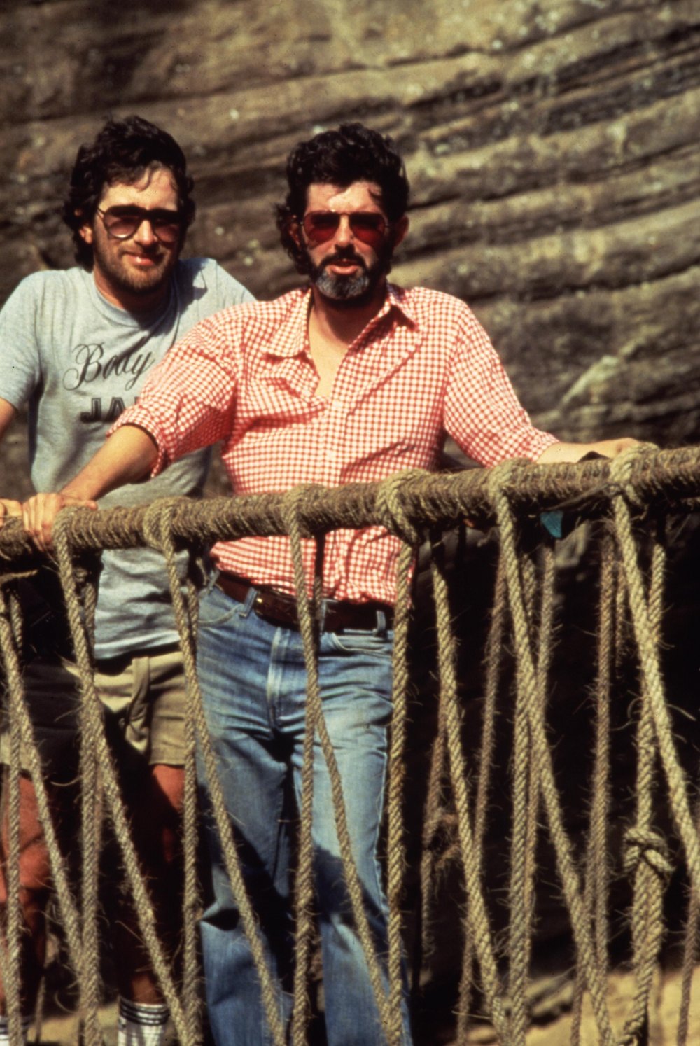 Director Steven Spielberg with producer George Lucas. Director Steven Spielberg with producer George Lucas.